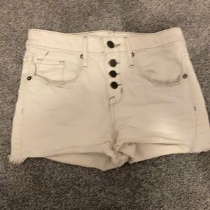 White frayed high waisted shorts